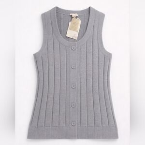 NWT Hem & Thread Button-Up Knit Tank Top Vest Gray Buisness Small Medium
